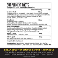 Liporush XT energy focus capsules pictured for daily workout performance.
