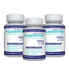 Lipozene bottle front view; convenient weight management on the go.