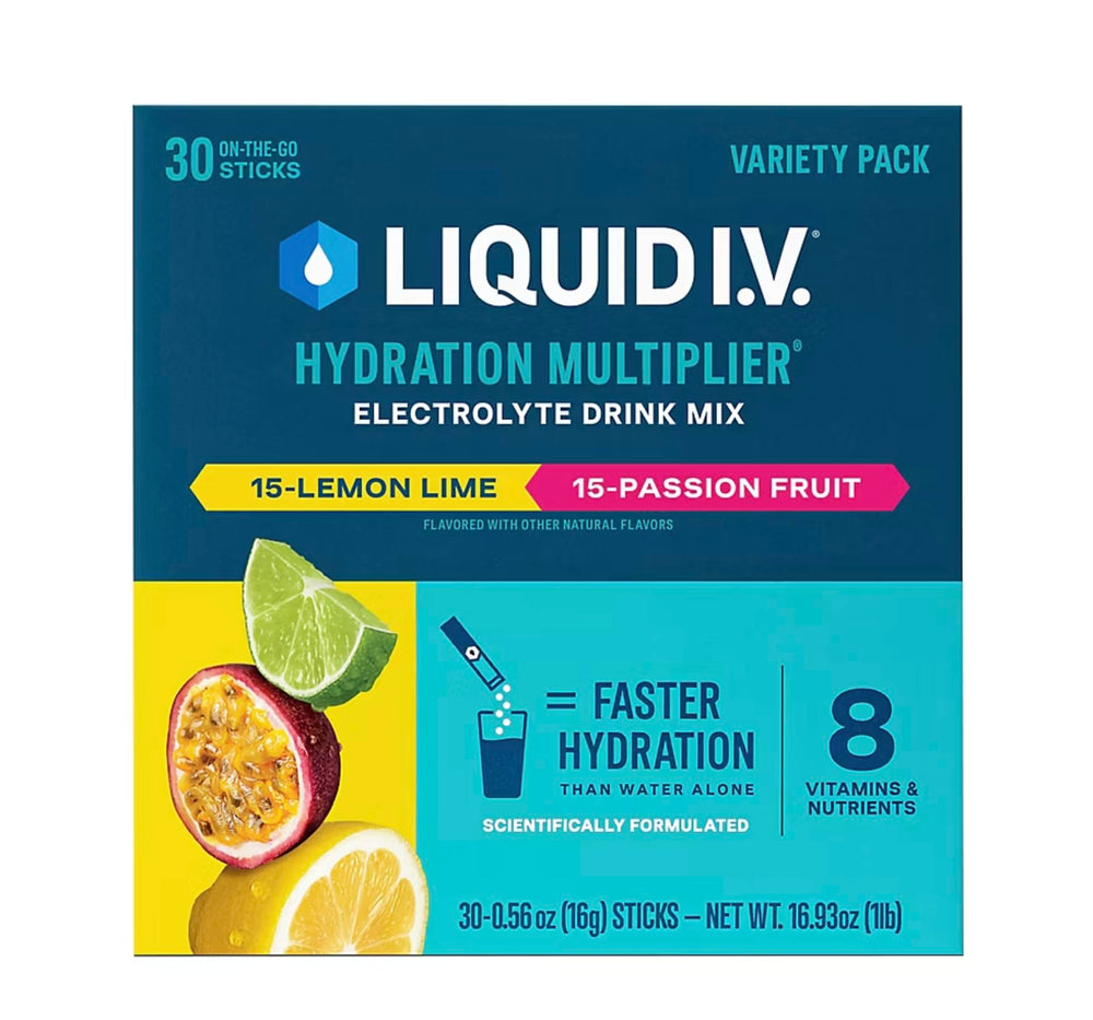 Liquid I.V. Hydration Multiplier Lemon Lime packet for fast hydration on the go.