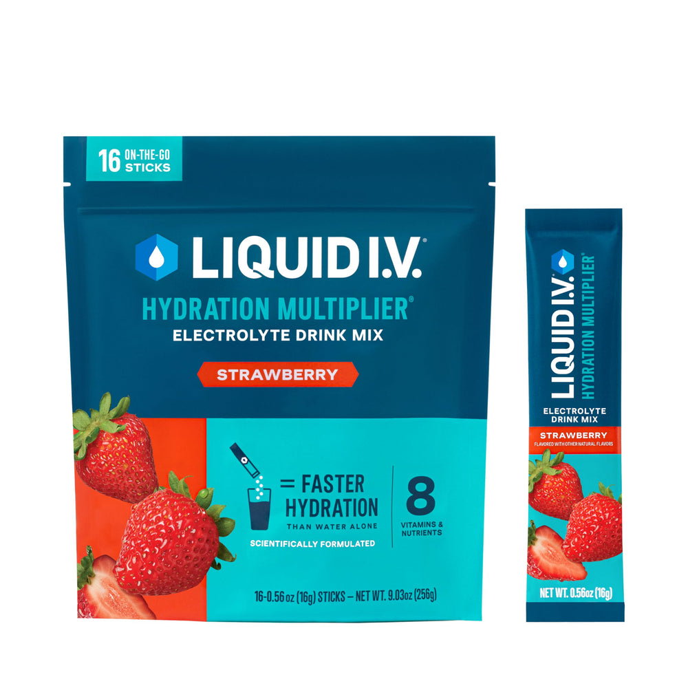 Liquid I V Hydration Multiplier Strawberry bottle ready for on the go hydration