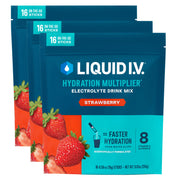 Liquid I.V. Hydration Multiplier Strawberry three-pack box ready for on-the-go hydration