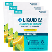 Liquid I.V. Hydration Multiplier Sugar-Free Lemon Lime packet ready to mix for on-the-go hydration.