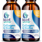 Liquid Naturals vanilla collagen biotin bottle ready for skin and hair care
