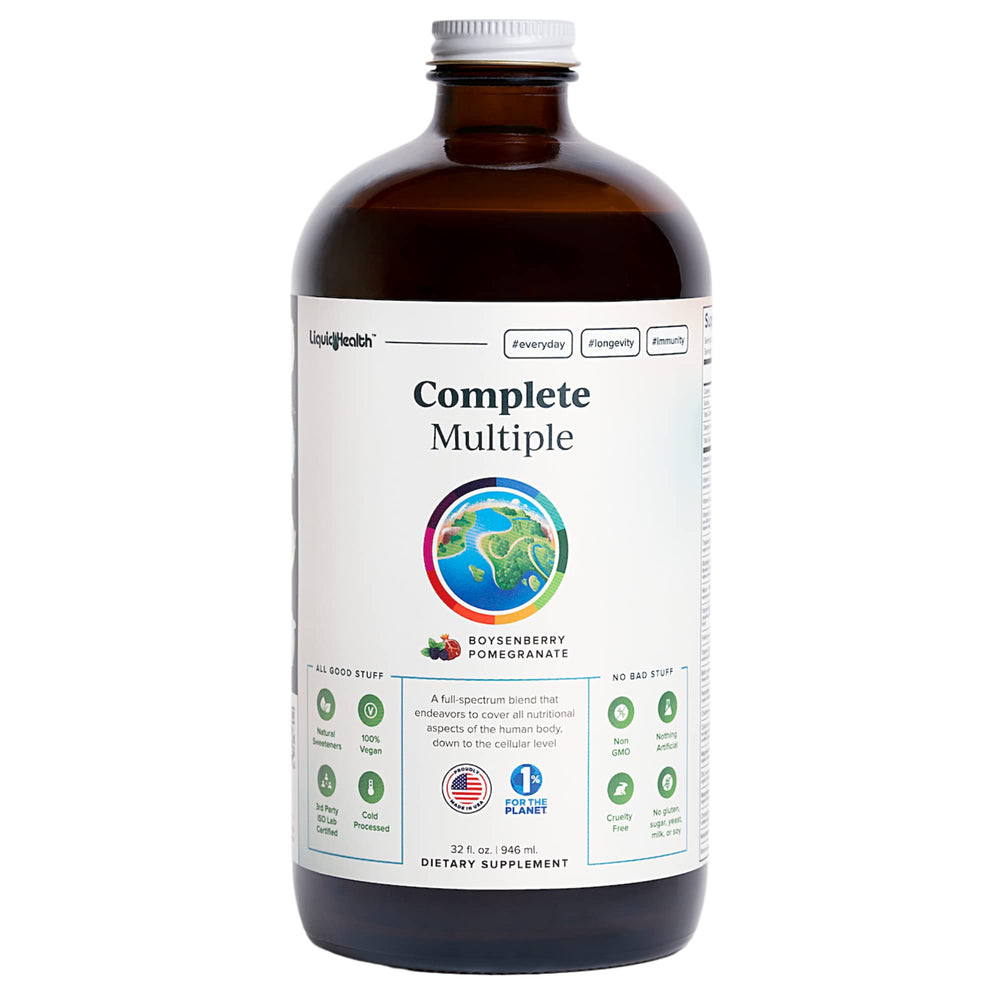 LIQUIDHEALTH Complete bottle front showing liquid multivitamin for daily vitality