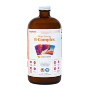 LiquidHealth Mega Energy bottle close-up shows fast-absorbing B-complex for daily energy.