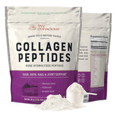 Live Conscious Collagen Peptides bottle shows grass-fed, hydrolyzed formula for daily hair and skin support.