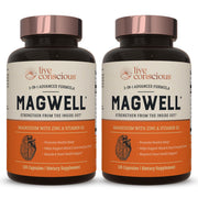 Live Conscious MagWell bottle front with capsules for daily support.