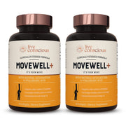 Live Conscious MoveWell Plus bottle featuring Antarctic krill oil for joint health