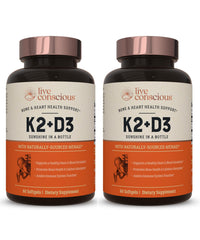 Live Conscious Vitamin K2 MK7 with D3 bottle front for daily bone and heart support.