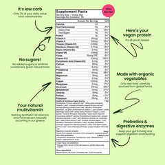 Scoop of Live It Up greens powder with measuring cup