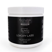 LIVE LGNDRY LABS creatine monohydrate bottle shows ultra-pure powder for easy mix.
