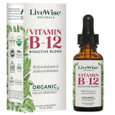 Live Wise Naturals B12 Drops in an amber bottle ready for quick absorption.