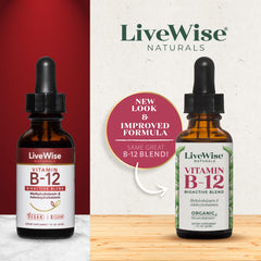 Live Wise Naturals B12 Drops glass dropper for precise under-tongue application.