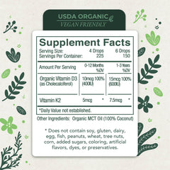 Baby-friendly Live Wise Naturals D3+K2 drops for infants and toddlers