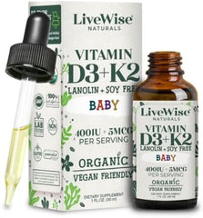 Live Wise Naturals D3+K2 liquid bottle pour for easy daily dosing