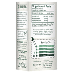 Live Wise Naturals B12 amber glass bottle protects potency and quality.