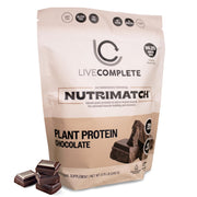 LiveComplete NutriMatch Chocolate bottle on the counter, ideal for quick post-workout protein.