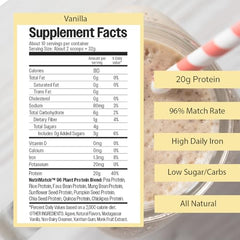Scoop of NutriMatch Vanilla being poured for quick 20 g serving