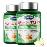 LIVEGIS Vitamin D3 K2 softgels bottle front shows 90-count per bottle