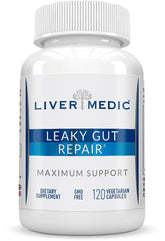 Liver Medic Leaky Gut Repair bottle shows daily gut support.