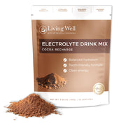 Living Well with Dr. Michelle chocolate electrolyte powder jar for balanced mineral hydration.