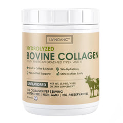 LIVINGANIC collagen peptides powder tub unflavored enables easy daily collagen integration