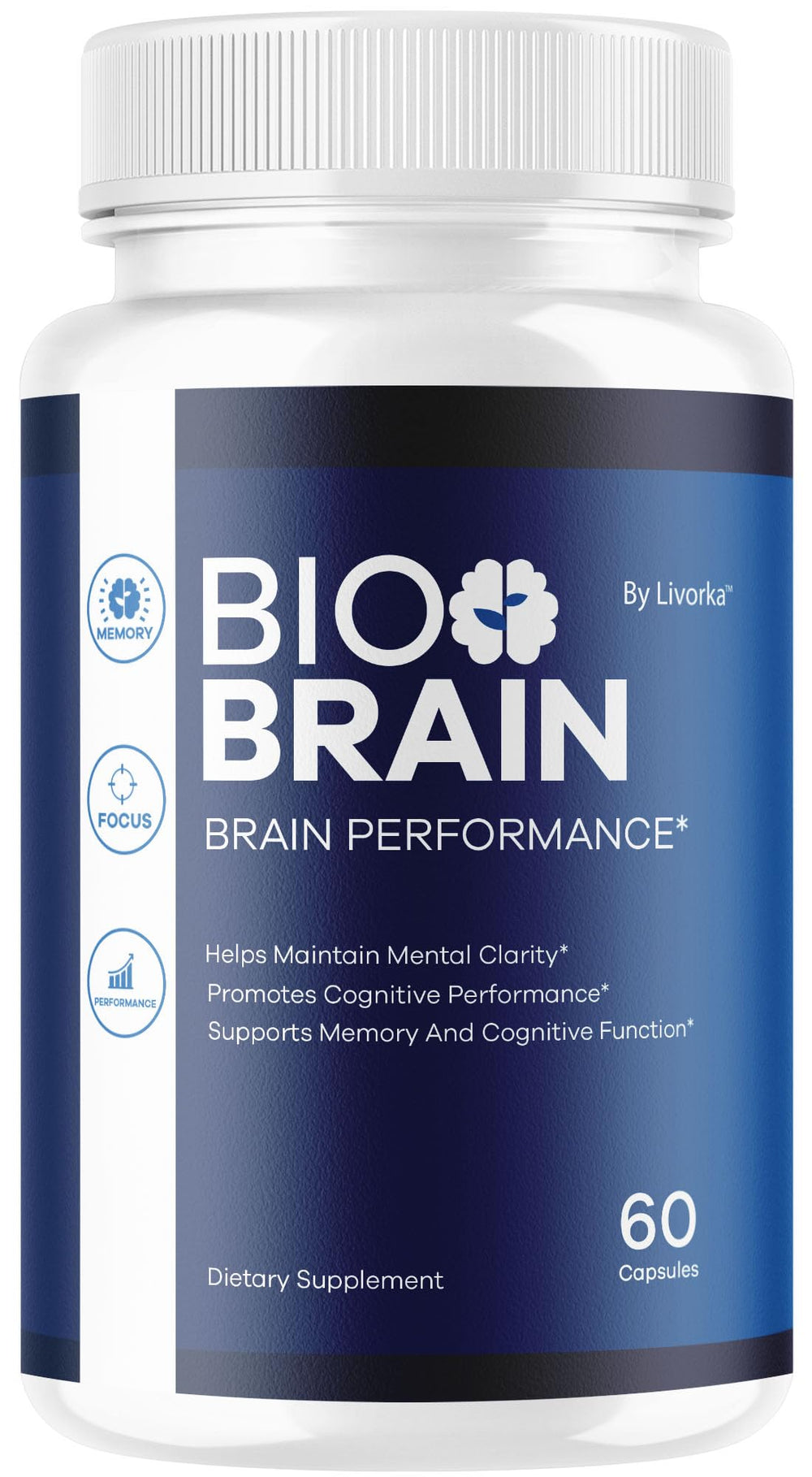 LIVORKA Bio Brain Capsules bottle front view for daily focus support