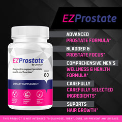 Close-up of EZ Prostate capsules showing easy-to-swallow pills.