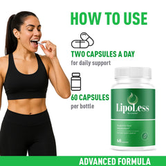 LIVORKA LipoLess capsules being poured into a glass, simple daily support.