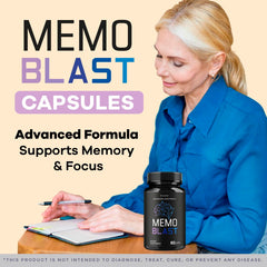LIVORKA Memo Blast capsules back view showing dosage information for daily use