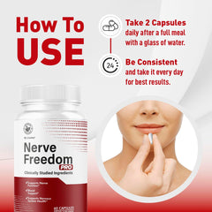 Nerve Freedom Pro 180 capsules packaging for a three-month supply