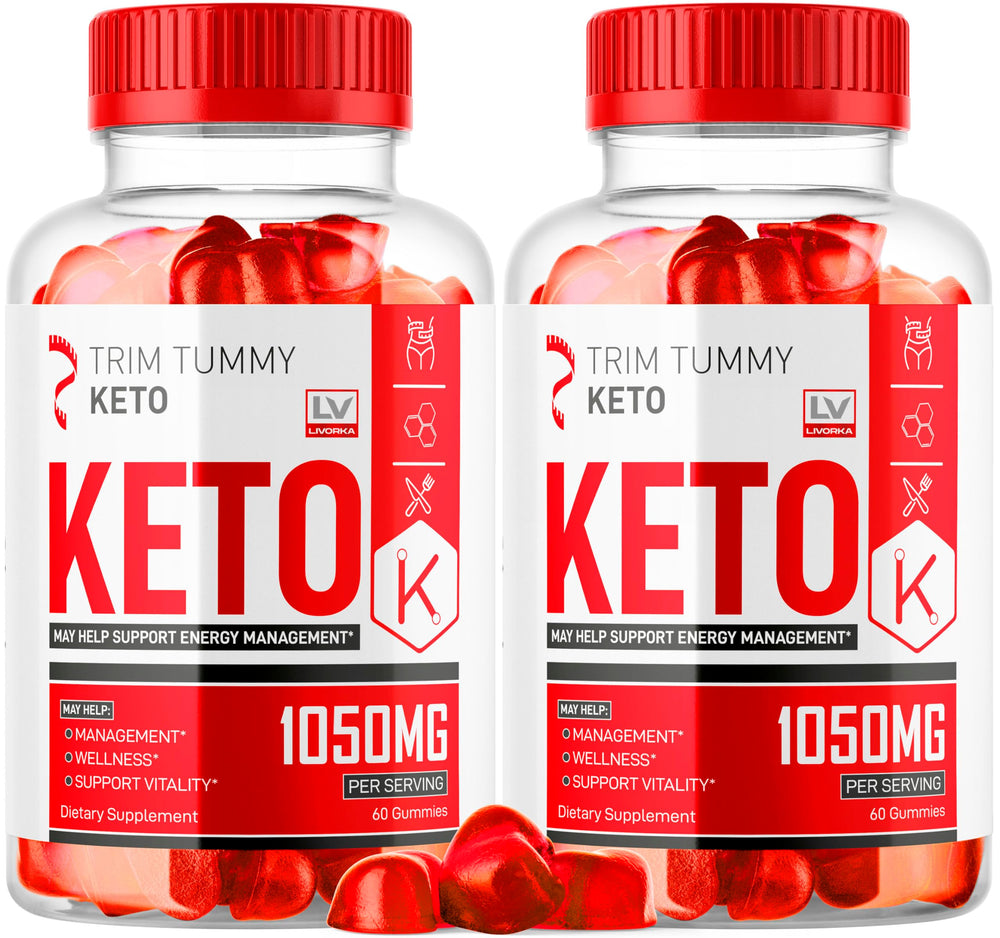 LIVORKA Trim Tummy Keto Gummies bottle on a counter for a keto-friendly daily snack.