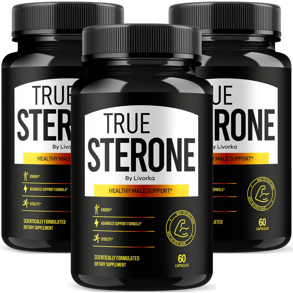 LIVORKA True Sterone bottle front shows premium packaging for daily supplementation.