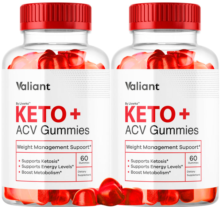 LIVORKA Valiant Keto ACV Gummies bottle front showing apple cider vinegar formula