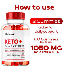 Ingredients panel of LIVORKA Valiant Keto ACV Gummies