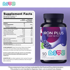 LIVS nutrition facts label on bottle highlights non-GMO, gluten-free formula.