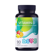 LIVS Vitamin D3 gummies bottle front showing the product and serving idea for daily immune and bone support