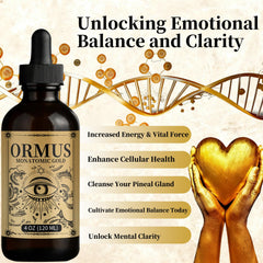 LJOQM Ormus Gold Oil drops-under-tongue image highlighting convenient daily use.