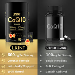 LKINT CoQ10 Gummies omega-3 and Vitamin E content signaling heart-supporting nutrients.