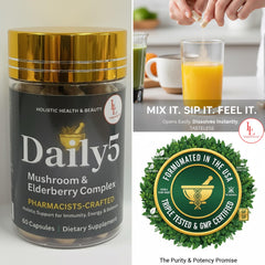 LL Supplement Daily 5 bottle with label emphasizing vegan and gluten-free
