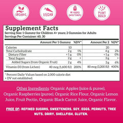 Llama Naturals kids gummies raspberry flavor easy chewable daily vitamin D3