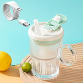 LMFUEN automatic stirring mug cyan front view for quick on-the-go beverage blending.