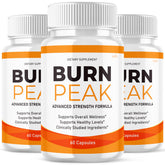Lofero Burn Peak capsules on a bottle, highlighting energy-boosting formula.