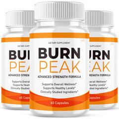 Lofero Burn Peak capsules on a bottle, highlighting energy-boosting formula.