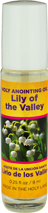 LOGOS Holy Anointing Oil Lily of the Valley bottle with roller top for easy application.