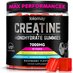 Loiomay Creatine Monohydrate Gummies bottle on shelf for convenient workouts