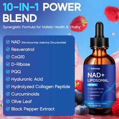 Loiomay resveratrol and NR feature emphasizes cellular energy potential.