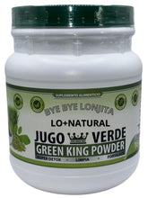 LO+NATURAL Green King powder bottle ready for a quick detox in water.