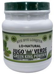 LO+NATURAL Green King powder bottle ready for a quick detox in water.