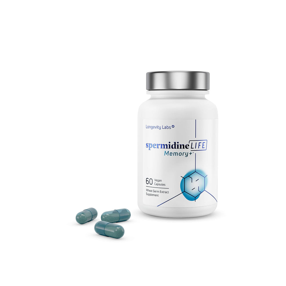 LONGEVITY LABS Memory+ bottle on desk signals daily wellness.